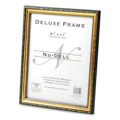 NuDell Deluxe Document and Photo Frame, Molded Styrene/Plastic, 8.5 x 11 Insert, Gold/Black (881286)