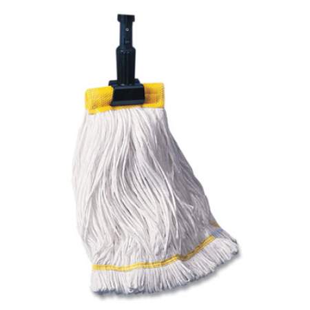 O'Dell Knitty Gritty Cut-End Foodservice Wet Mop Head, Medium, Cotton-Polyester Blend, 17.5 x 17.5, 1.25" Headband, White/Yellow (732979)