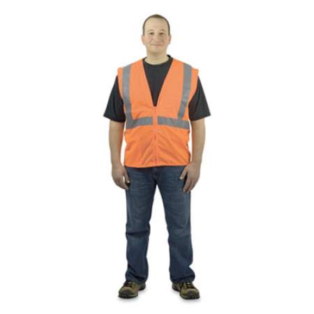 PIP ANSI Class 2 Four Pocket Zipper Safety Vest, Polyester Mesh, Hi-Viz Orange, X-Large (176848)