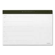 Poppin Work Happy Paper Desk Pad Planner, 10 x 7, Coast White/Charcoal Sheets, Olive Binding, Undated (107460)