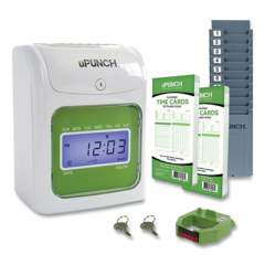 uPunch HN1500 Electronic Non-Calculating Time Clock Bundle, LCD Display, Beige/Green (24417229)