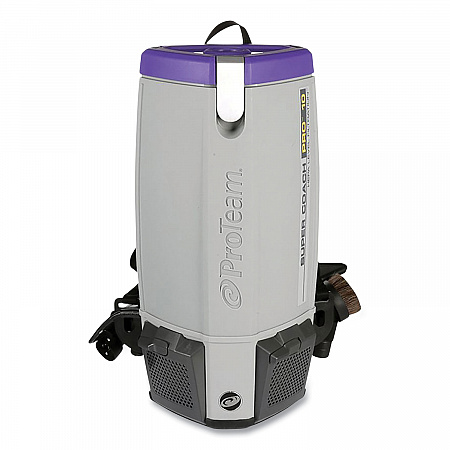 Super Coach Pro 10 Backpack Vacuum with Xover Fixed-Length Two-Piece Wand, 10 qt Tank Capacity, Gray/Purple (107304)