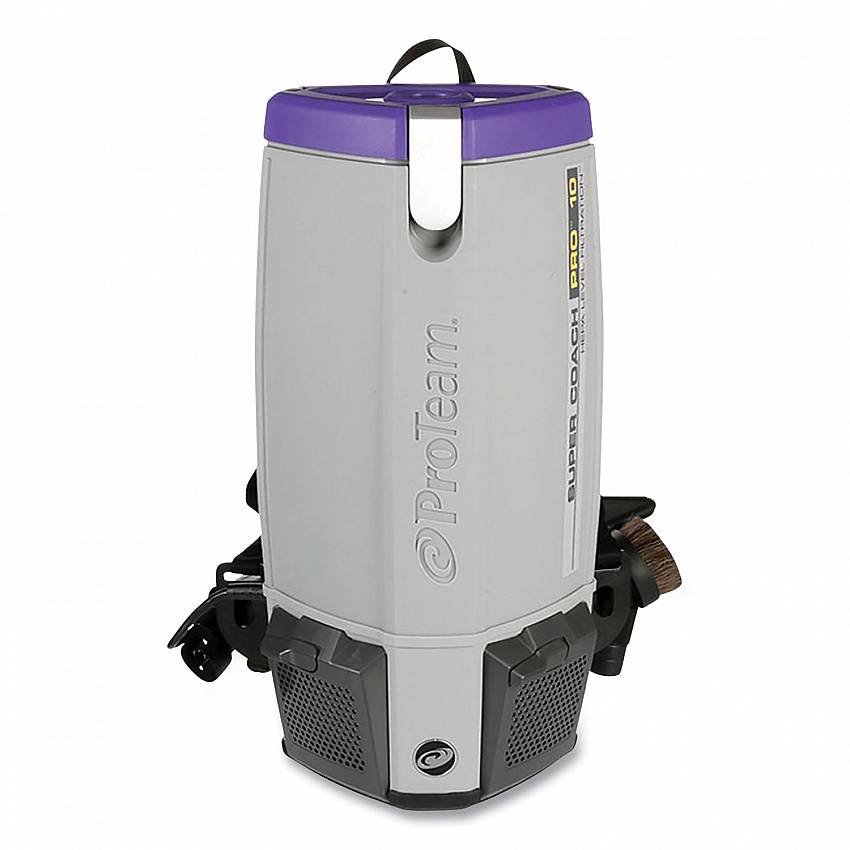Super Coach Pro 10 Backpack Vacuum with Xover Fixed-Length Two-Piece Wand, 10 qt Tank Capacity, Gray/Purple (107304)