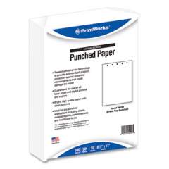 PrintWorks Professional Perforated and Punched Paper, Silver-Ion-Treated, 92 Bright, 5-Hole Punched, 20 lb, 8.5 x 11, White, 500/Ream, 5 Reams/Carton (24454339)