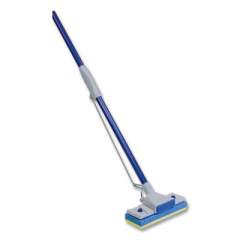 Quickie Automatic Sponge Mop, 9 x 3 Blue/Yellow Cellulose Head, 48" Blue/Gray Steel Handle (833826)