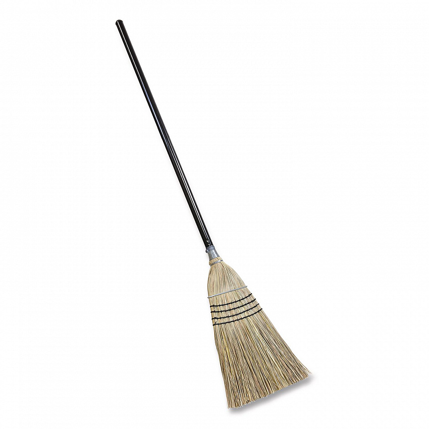 Bulldozer Heavy-Duty Outdoor Broom, Natural-Fiber Bristles, 54" Overall Length, Black/Natural (9316)