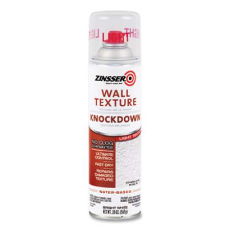 Zinsser Water-Based Knockdown Texture Spray, Interior, Light Texture, Bright White, 20 oz Aerosol Can (24383739)