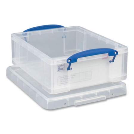 Really Useful Box Snap-Lid Storage Bin, 2.14 gal, 11" x 14" x 5", Clear/Blue, 5/Pack (81CPK5CB)