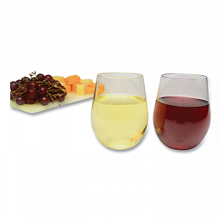 Plastic Stemless Wine Glasses, 12 oz, Clear, 6/Pack (0211)