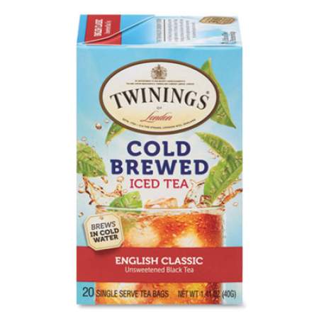 TWININGS Cold Brew Iced Tea Bags, English Classic, 0.07 oz Tea Bag, 20/Box (51331)