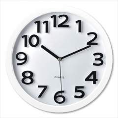 Victory Light Wall Clock with Raised Numerals and Silent Sweep Dial, 13' dia, White Case, White Face, 1 AA (sold separately) (1440230)