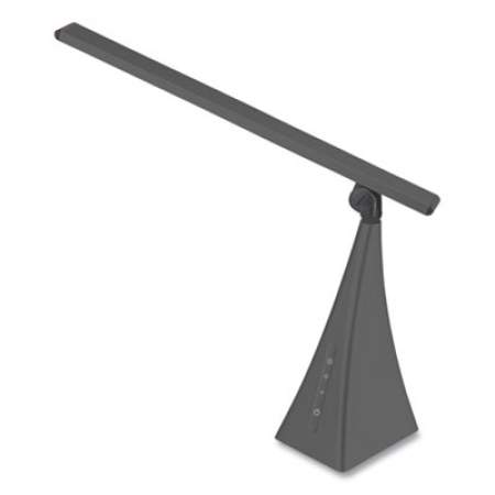 V-Light LED Pyramid-Base Tilt-Arm Desk Lamp with USB Charging Station, 12" to 16.2" High, Gray (1440234)