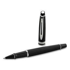 Waterman Expert Roller Ball Pen, Stick, Fine 0.7 mm, Black Ink, Black/Palladium-Chrome Barrel (130574)