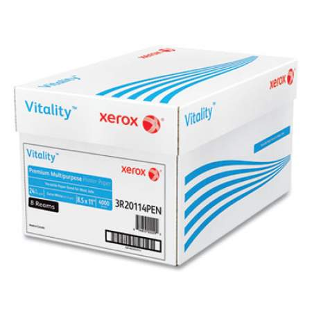 Xerox Vitality Premium Multipurpose Print Paper, 97 Bright, 24 lb, 8.5 x 11, Extra White, 500 Sheets/Ream, 8 Reams/Carton (2141543)
