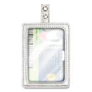 COSCO MyID Leather ID Badge Holder, Vertical/Horizontal, 2.5 x 4, Silver (075004)