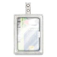 COSCO MyID Leather ID Badge Holder, Vertical/Horizontal, 2.5 x 4, Silver (357507)