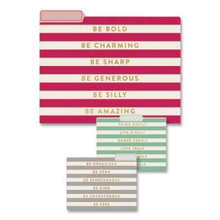Eccolo Fashion File Folders, 1/3-Cut Tabs, Letter Size, Striped Assortment, 9/Pack (2360421)