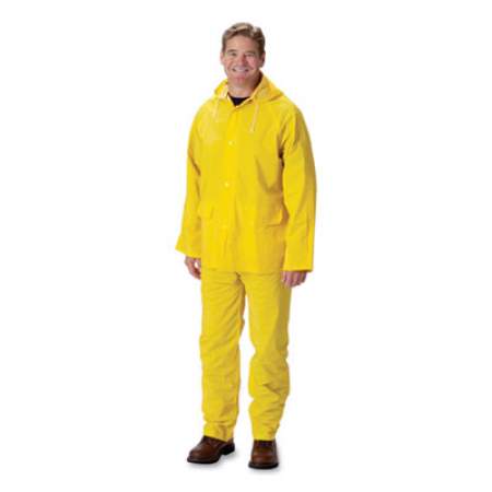 Falcon Safety Products Safety Products Safety Products Premium Three-Piece Rain Suit, PVC/Polyester, 0.35 mm Thick, Yellow, X-Large (56" Chest, 50" Waist) (177119)