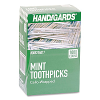 Individually Wrapped Round Wood Mint Toothpicks, 4", Natural, 1,000/Box, 12 Boxes/Carton (426605)