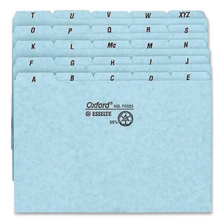 Oxford A-Z Index Card Files, 1/5-Cut Top Tap, 4 x 6, Blue, 25/Set (118695)