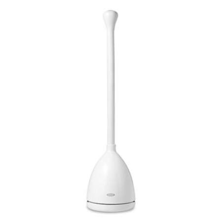 OXO Good Grips Toilet Plunger and Canister, 24" Plastic Handle, 6" dia, White (12241700)