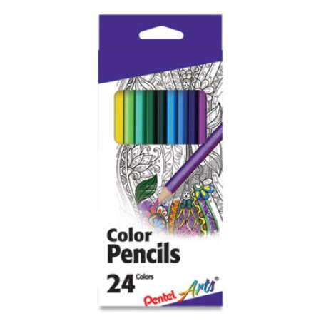 Pentel Arts Color Pencils, 1.98 mm, H (#3), Assorted Lead/Barrel Colors, 24/Pack (2736519)