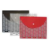 Pendaflex Fashion Snap Poly Envelope Wallet, 0.38" Expansion, Letter Size, Assorted Colors/Designs, 3/Pack (1061121)