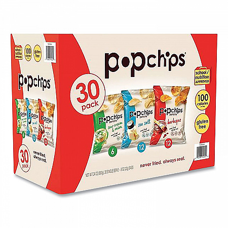 Potato Chips, Variety Pack, Sea Salt; Sour Cream and Onion, Barbeque, 0.8 oz Pouch, 30/Carton (SMC94005)