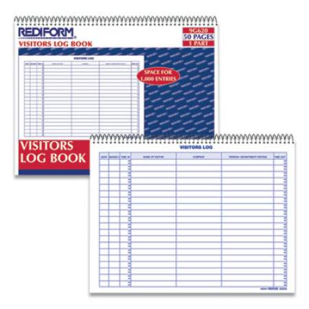 Rediform Visitors Log Book, Blue/White/Red Cover, 11 x 8.5 Sheets, 50 Sheets/Book (9G620)