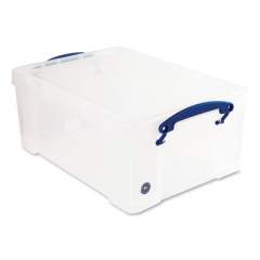 Really Useful Box Snap-Lid Storage Bin, 2.38 gal, 10.25" x 14.5" x 6.25", Clear/Blue (673234)