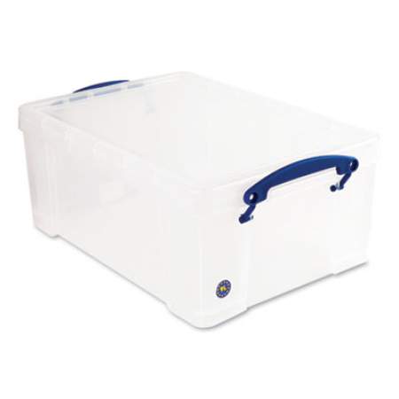 Really Useful Box Snap-Lid Storage Bin, 2.38 gal, 10.25" x 14.5" x 6.25", Clear/Blue (9LITRECLEAR)