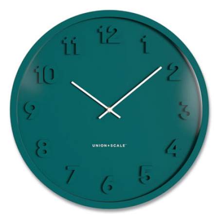 Union & Scale Essentials Mid-Century Round Wall Clock, 13" Overall Diameter, Teal Case, 1 AA (Sold Separately) (24411467)
