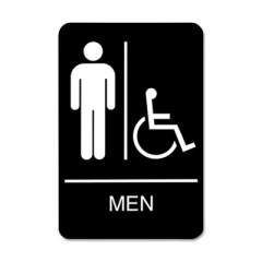 Headline Sign ADA Sign, Men/Wheelchair Accessible Tactile Symbol, Plastic, 6 x 9, Black/White (24301080)