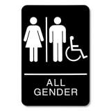 Headline Sign ADA Sign, All Gender/Wheelchair Accessible Tactile Symbol, Plastic, 6 x 9, Black/White (9486)