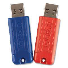 Verbatim PinStripe USB 3.0 Flash Drive, 32 GB, 2 Assorted Colors (24337384)