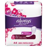 Always Discreet Incontinence Liners, Very Light Absorbency, Long, 44/Pack (92724PK)