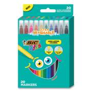 BIC Kids Ultra Washable Markers, Medium Bullet Tip, Assorted Colors, 20/Pack (BKCM20AST)