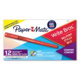 Paper Mate Write Bros. Grip Ballpoint Pen, Stick, Medium 1 mm, Red Ink, Red Barrel, Dozen (2124505)