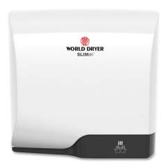 WORLD DRYER SLIMdri Hand Dryer, Aluminum, White (L974A)