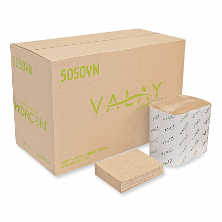 Valay Interfolded Napkins, 1-Ply, 6.3 x 8.85, Kraft, 6,000/Carton (5050VN)