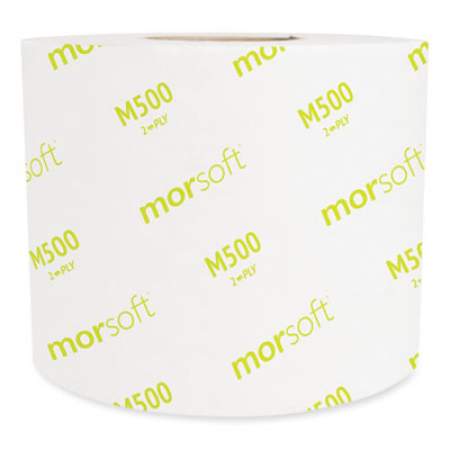 Morcon Morsoft Controlled Bath Tissue, Septic Safe, 2-Ply, White, 3.9" x 4", Band-Wrapped, 500 Sheets/Roll, 24 Rolls/Carton (M500)