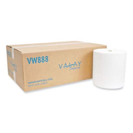 Morcon Valay Proprietary Roll Towels, 1-Ply, 8" x 800 ft, White, 6 Rolls/Carton (VW888)