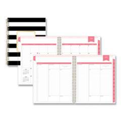 Blue Sky Day Designer Academic Year Daily/Monthly Planner, Rugby Stripe Artwork, 10 x 8, Black/White, 12-Month (July-June): 2021-2022 (132268)