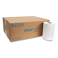 Morsoft Universal Roll Towels, 1-Ply, 8" x 350 ft, White, 12 Rolls/Carton (W12350)