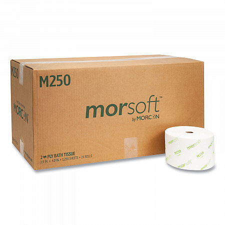 Small Core Bath Tissue, Septic Safe, 2-Ply, White, 1,250 Sheets/Roll, 24 Rolls/Carton (M250)
