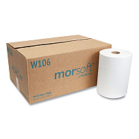 10 Inch Roll Towels, 1-Ply, 10" x 800 ft, White, 6 Rolls/Carton (W106)