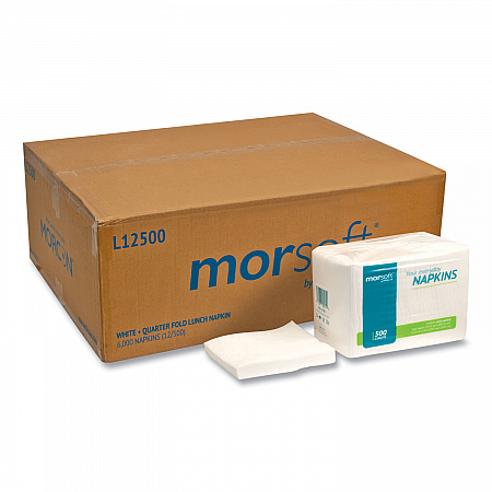 Morsoft 1/4 Fold Lunch Napkins, 1-Ply, 11.8 x 11.8, White, 6,000/Carton (1250)