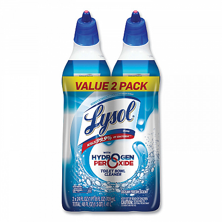 Toilet Bowl Cleaner with Hydrogen Peroxide, Ocean Fresh Scent, 24 oz Angle-Neck Bottle, 2/Pack (96084PK)