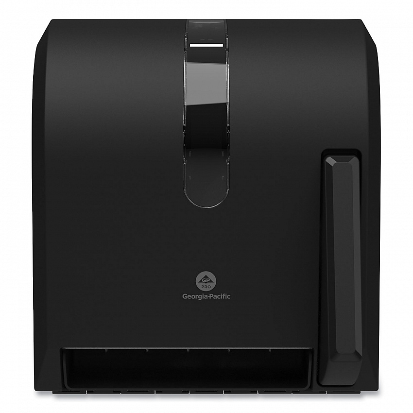 Hygienic Push-Paddle Roll Towel Dispenser, 13 x 10 x 14.4, Black (54338A)