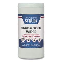 SCRUBS Hand and Tool Wipes, 7 x 8, White, 125/Canister, 6 Canisters/Carton (42225)